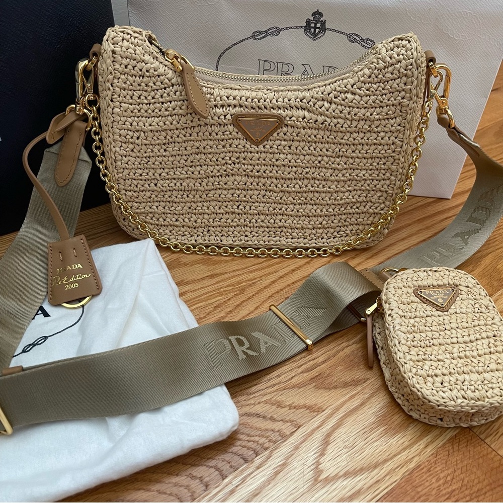 Yarn Raffia Effect Crochet Re-Edition 2005 Shoulder Bag Naturale - Picture 3 of 11